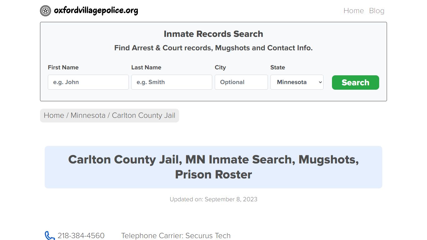 Carlton County Jail, MN Inmate Search, Mugshots, Prison Roster